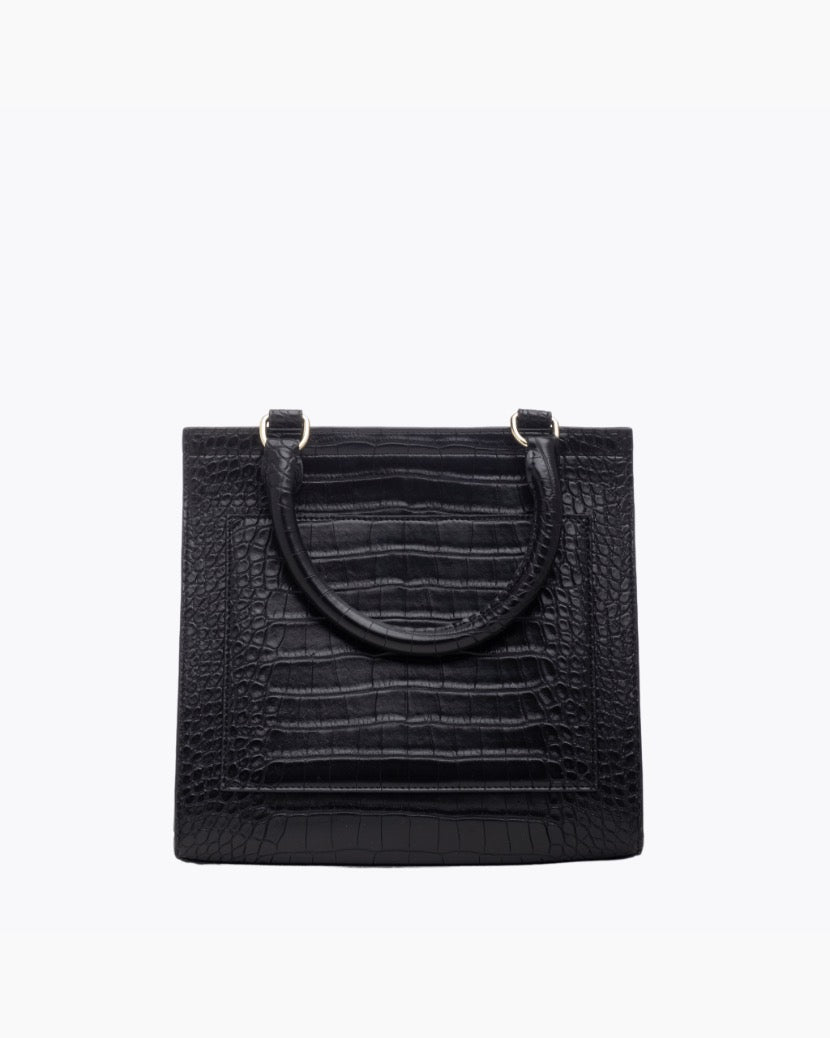 Black Croc Lunch Purse