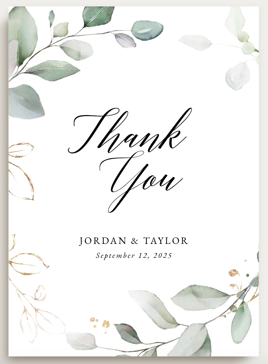 Bohemian Eucalyptus Wedding Thank You Cards