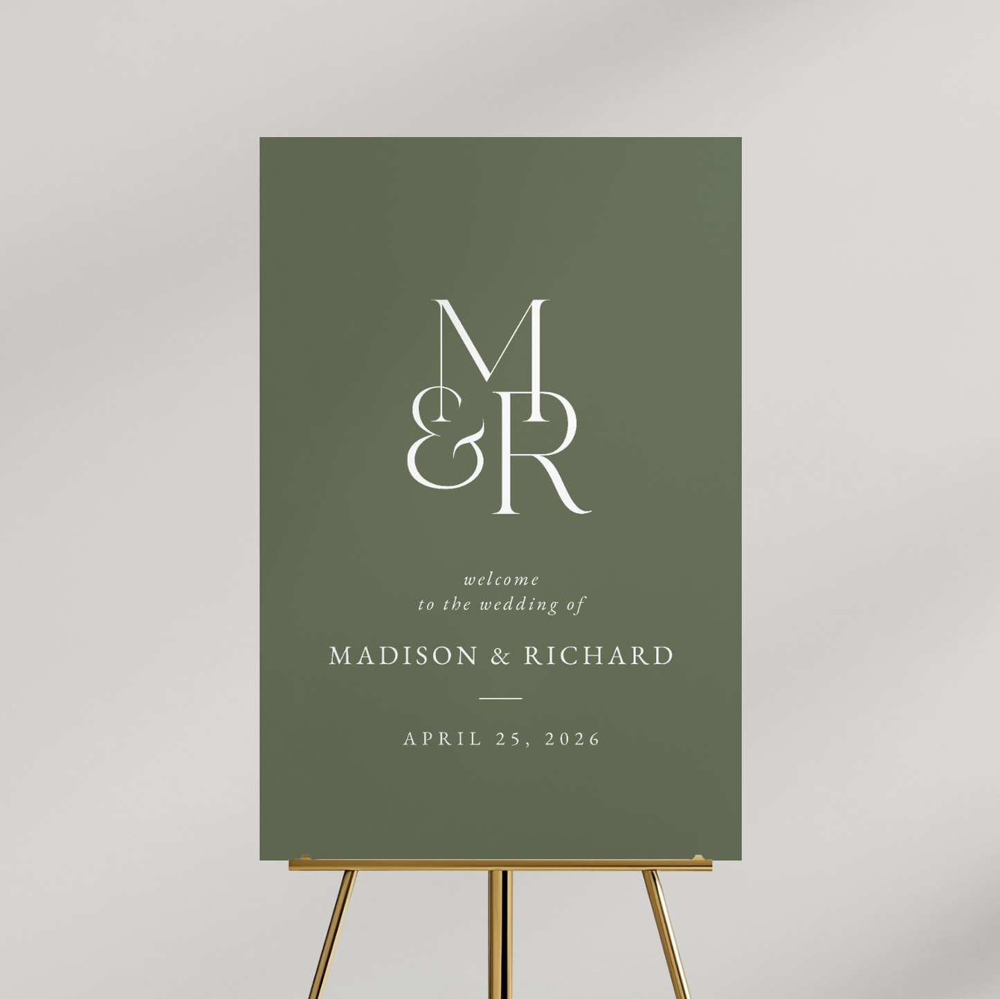 Personalized Olive Monogram Wedding Sign