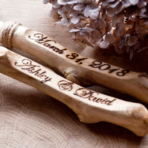 Rustic Driftwood Wedding Cake Knife & Server Set