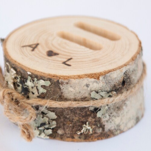 Rustic Wooden Ring Bearer Pillow | Personalized Ash Wood Wedding Ring Box