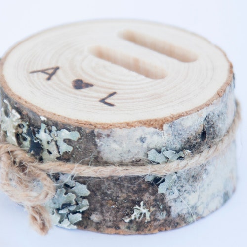 Rustic Wooden Ring Bearer Pillow | Personalized Ash Wood Wedding Ring Box