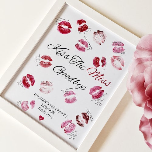 "Kiss the Miss Goodbye" Hen Party Keepsake Print