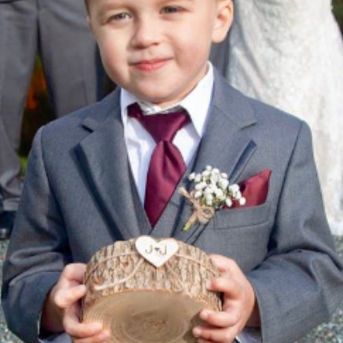 Personalized Wood Slice Ring Bearer Box | Rustic Ring Holder | Wedding Ring Pillow Alternative