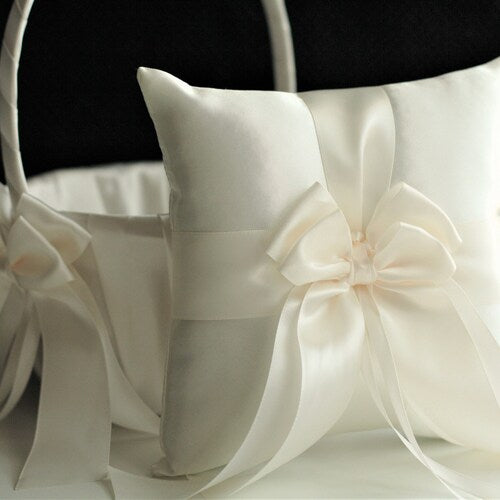 Flower Girl Basket and Ring Bearer Pillow Set