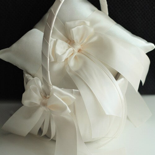 Flower Girl Basket and Ring Bearer Pillow Set