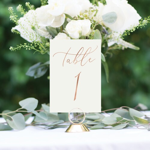 Gold Wedding Table Numbers – Elegant Gold Foil Table Numbers on Ivory or White Cardstock