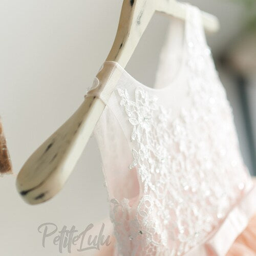 Ivory Flower Girl Dress with Beaded Lace, Satin, Tulle & Organza – Princess Floor-Length Ball Gown