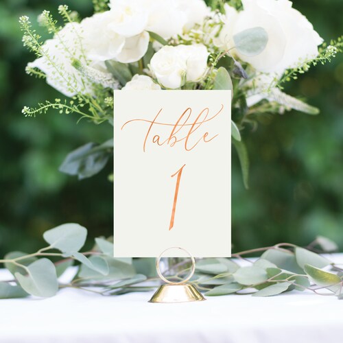 Gold Wedding Table Numbers – Elegant Gold Foil Table Numbers on Ivory or White Cardstock