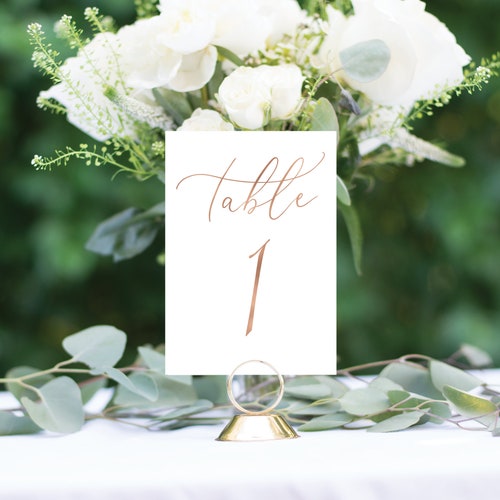 Gold Wedding Table Numbers – Elegant Gold Foil Table Numbers on Ivory or White Cardstock
