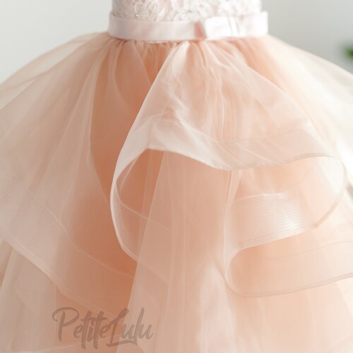 Ivory Flower Girl Dress with Beaded Lace, Satin, Tulle & Organza – Princess Floor-Length Ball Gown