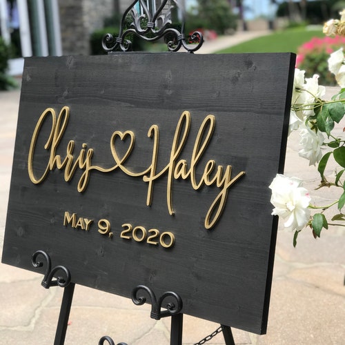 Personalized 3D Wedding Welcome Sign – Custom Wood Wedding Sign for Entrance
