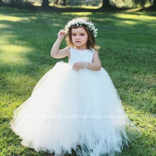 Ivory Tulle Flower Girl Dress with Puffy Skirt