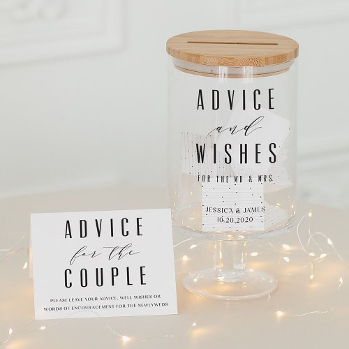 Personalized Wedding Wish Jar with Advice Cards