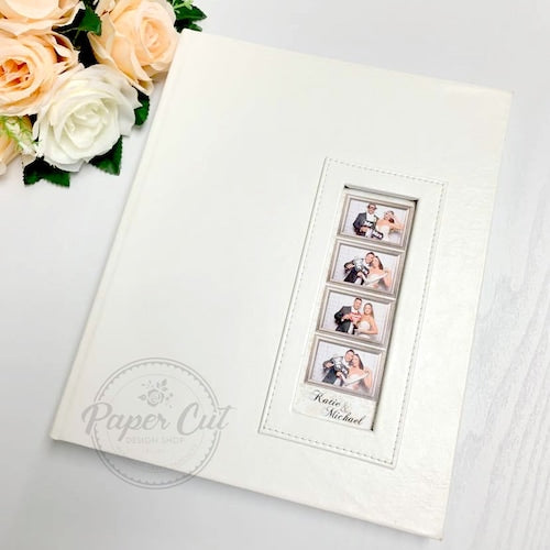 White Slip-In Wedding Photo Booth Album with Storage Box