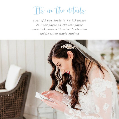 Personalized Wedding Vow Books Set of 2 | Her & His Vows | Pastel Blue & Coastal