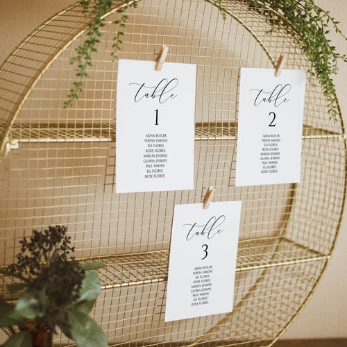 Minimalist Wedding Seating Chart Cards – Editable Template