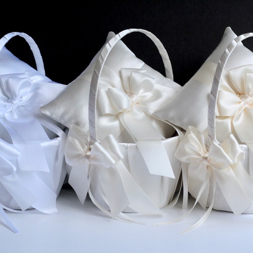 Flower Girl Basket and Ring Bearer Pillow Set