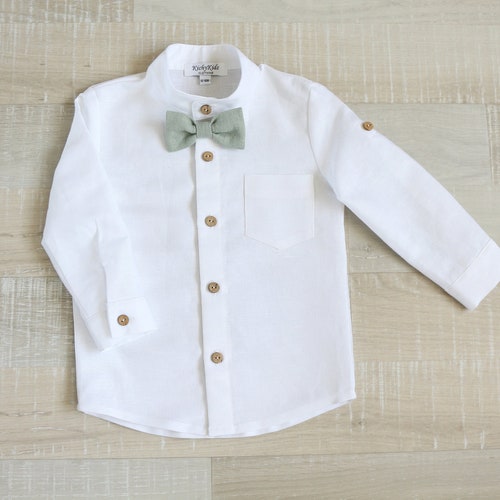 Page Boy Linen Suit Set – Beige Pants, Shirt & Bow Tie