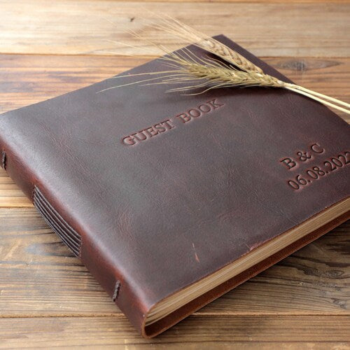 Handmade Leather Wedding Guest Book & Photo Album