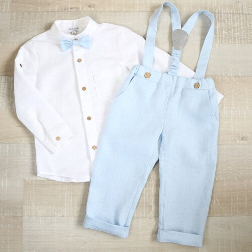 Page Boy Linen Suit Set – Beige Pants, Shirt & Bow Tie