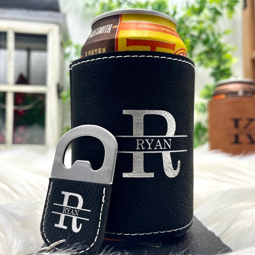 Personalized Can Cooler with Bottle Opener for Groomsmen