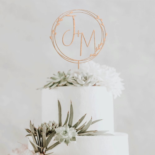 Gold Monogram Cake Topper – Personalized Custom Initials