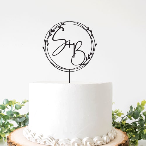 Gold Monogram Cake Topper – Personalized Custom Initials