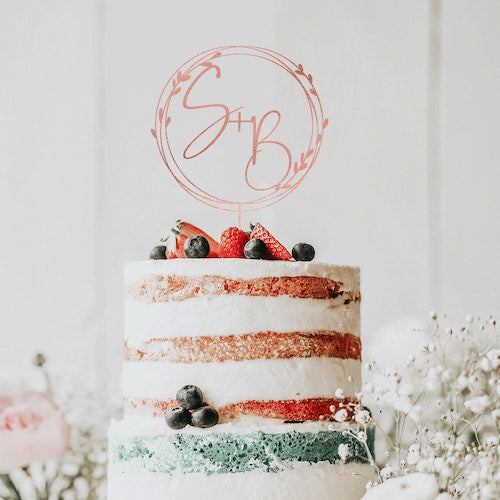 Gold Monogram Cake Topper – Personalized Custom Initials