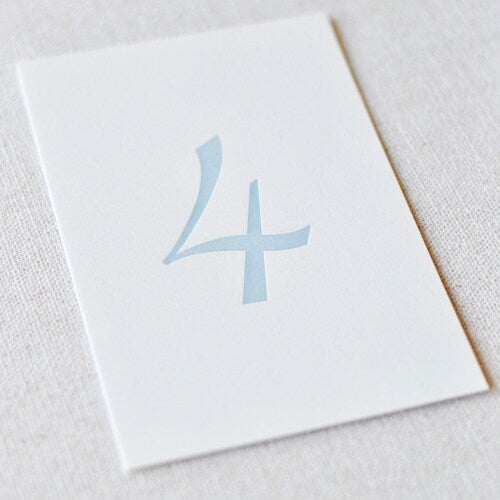 Antique Blue Letterpress Wedding Table Numbers