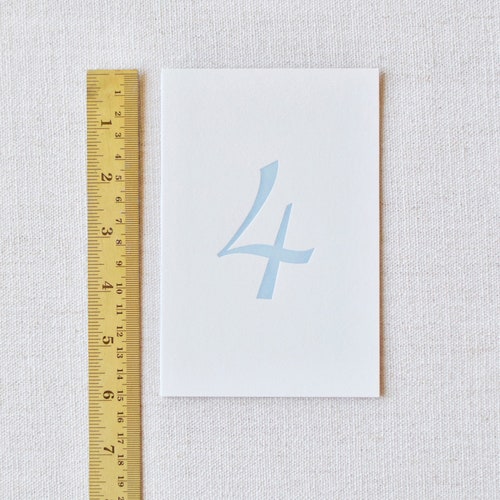 Antique Blue Letterpress Wedding Table Numbers