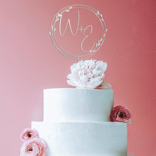 Gold Monogram Cake Topper – Personalized Custom Initials