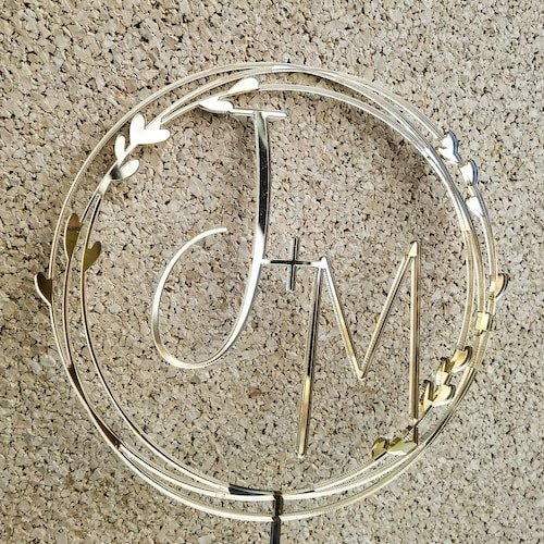 Gold Monogram Cake Topper – Personalized Custom Initials