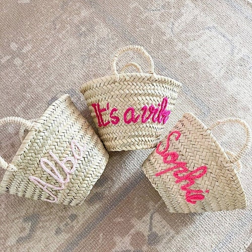 Personalized Monogrammed Basket – Handmade Custom Bridal Bag