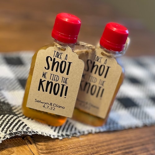 "Take a Shot We Tied the Knot" Customizable Shot Tags