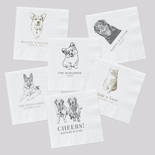 Custom Pet Cocktail Napkins for Weddings and Events