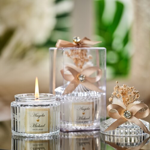 Personalized Wedding Candle Favors – Luxury Glass Candles for Guests