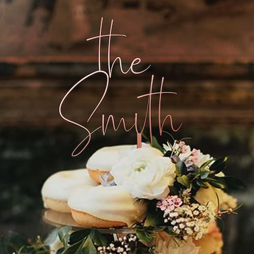 Personalized "Finally" Wedding Cake Topper – Gold Metal or Wood Cake Decoration