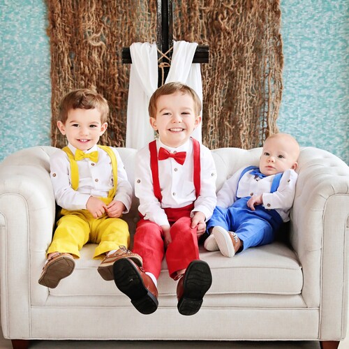 Page Boy Linen Suit Set – Beige Pants, Shirt & Bow Tie