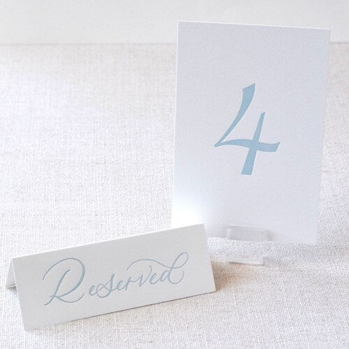 Antique Blue Letterpress Wedding Table Numbers