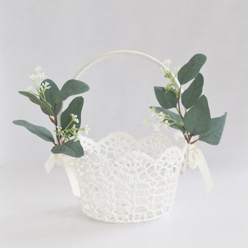 Eucalyptus Lace Flower Girl Basket