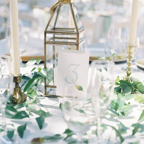 Antique Blue Letterpress Wedding Table Numbers
