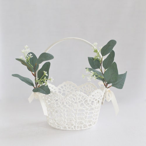 Eucalyptus Lace Flower Girl Basket