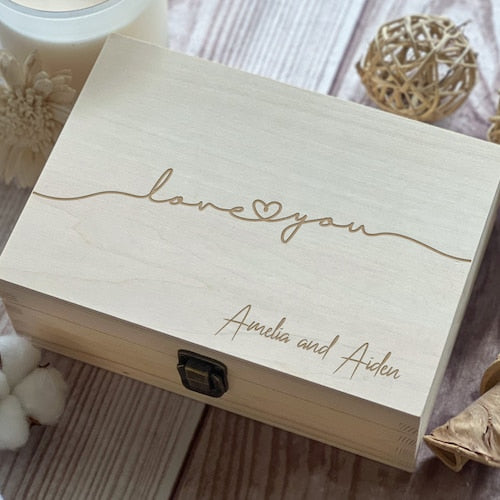 Personalized Wooden Keepsake Box – Laser Engraved Memory Box