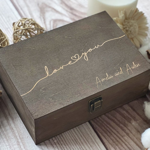 Personalized Wooden Keepsake Box – Laser Engraved Memory Box