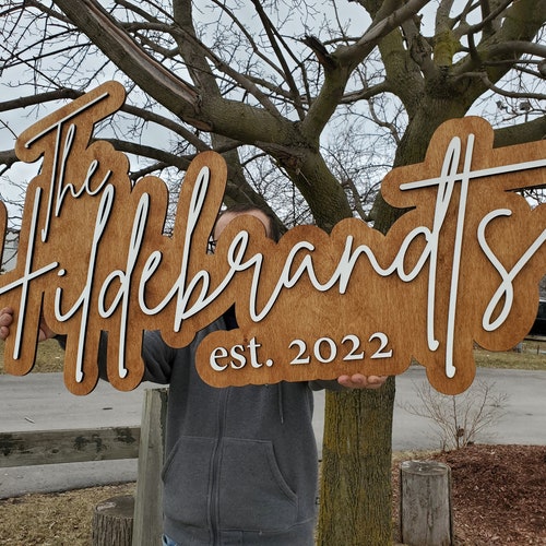 Layered Wooden Backdrop Name Sign