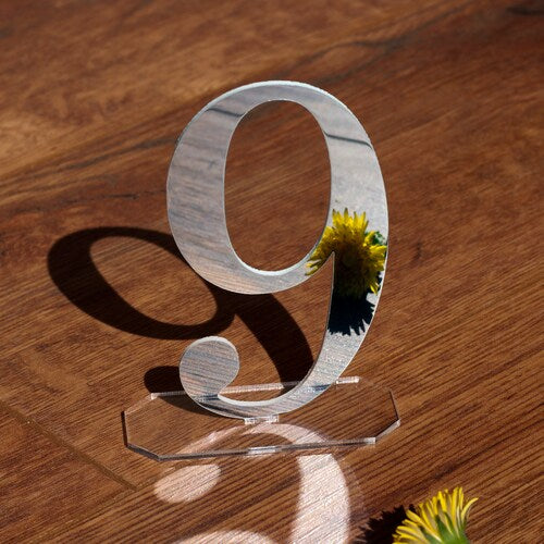 Mirror Gold Acrylic Wedding Table Numbers – Customizable Laser Cut