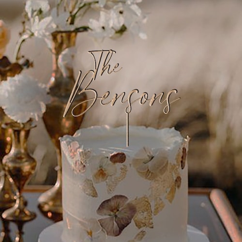 Personalized Rustic Script Wedding Cake Topper – Mr & Mrs Design