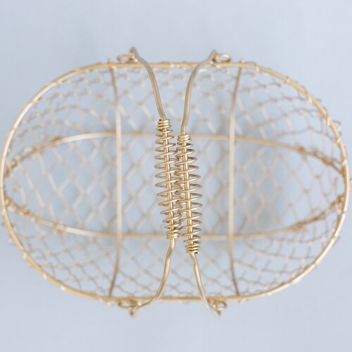 Champagne Gold Wire Basket with Double Swing Handles