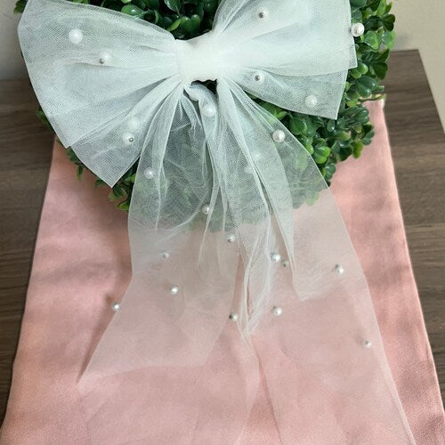Bridal Pearl Bow Hair Accessory with Veil for Wedding or Bachelorette